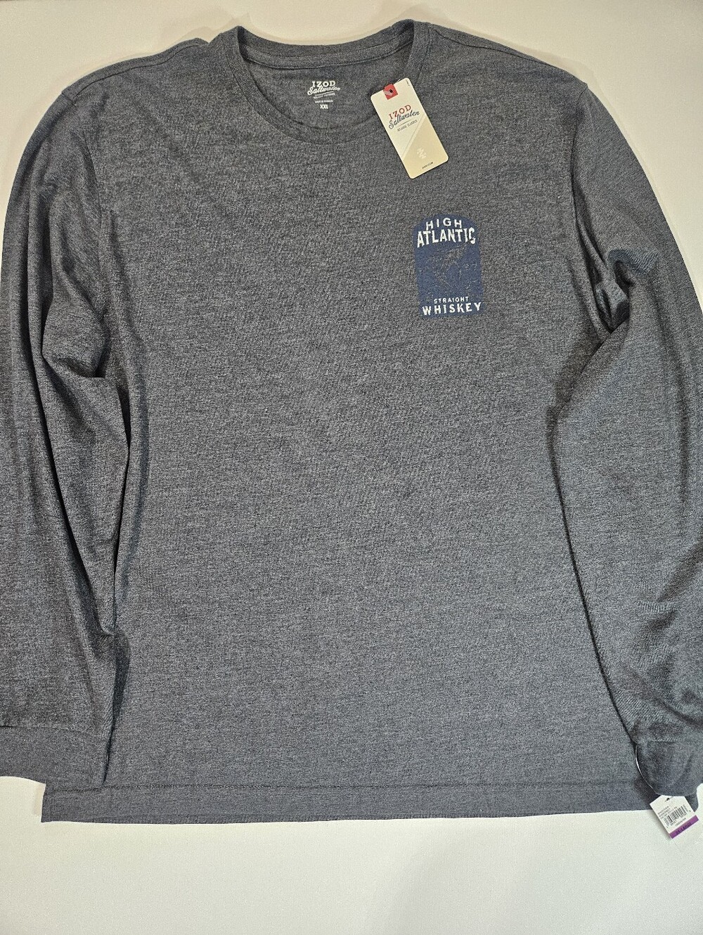 NWT IZOD Saltwater High Atlantic Long Sleeve T-shirt XXL Grey Blue Graphic Tee
